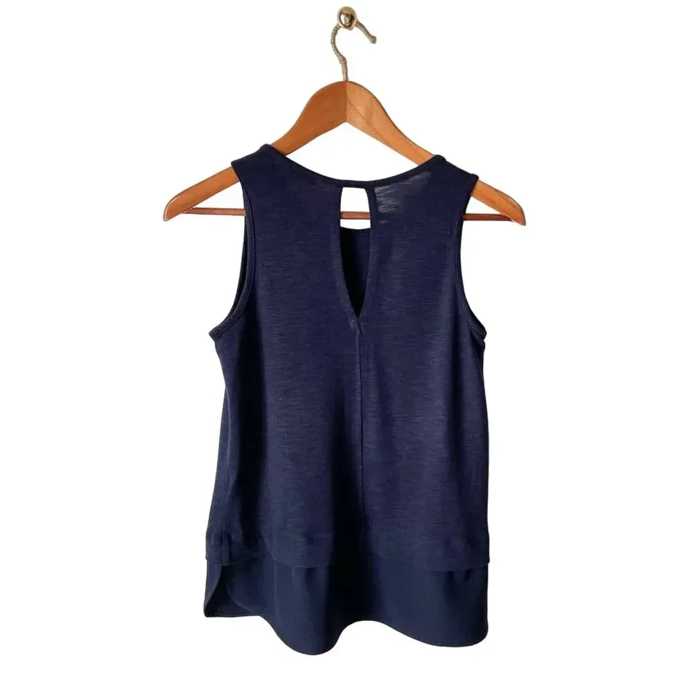 J. Crew Navy Blue Mixed Fabric Tank Top Size XS